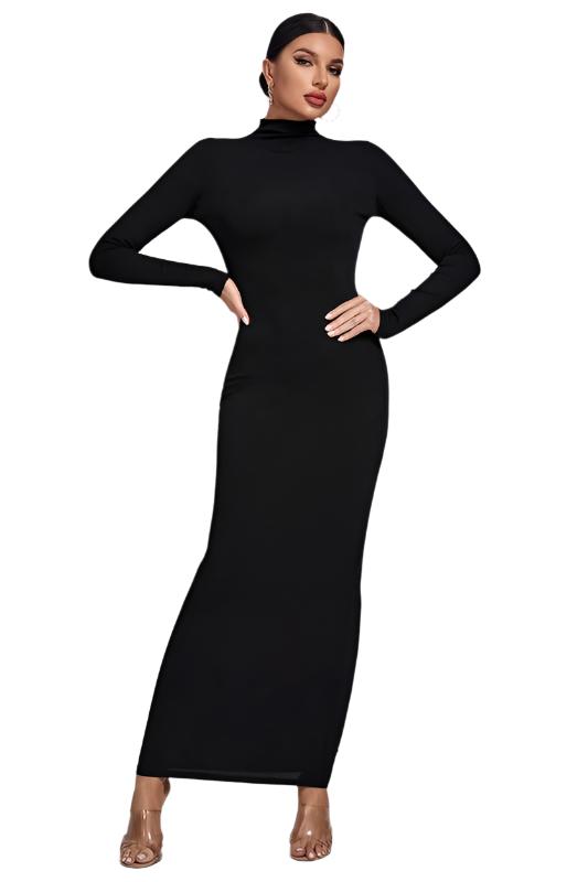 Black Ribbed Maxie Dress